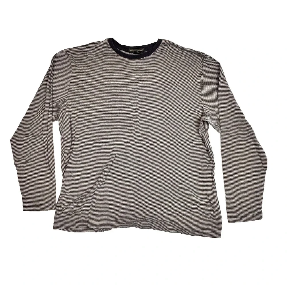 Banana Republic Long Sleeve Shirt Mens Size XXL‎ Black White Micro Stripes 2XL